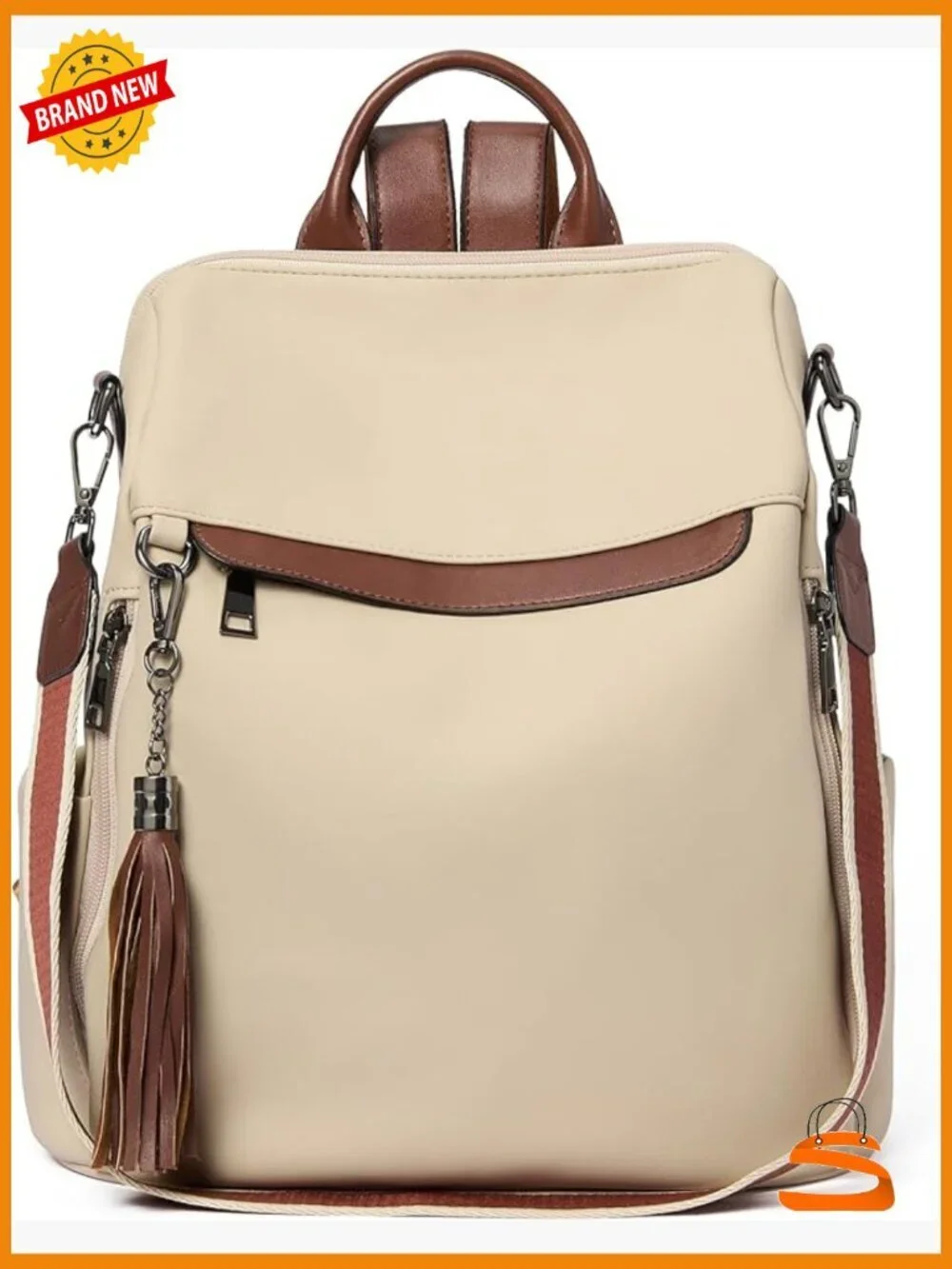 PU Leather Anti-Theft Backpack Purse with Tassel, Large Capacity Travel Bag